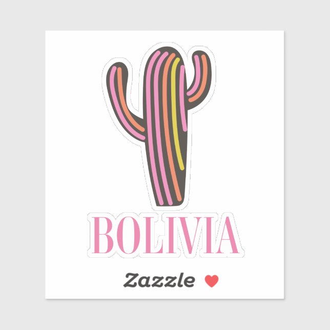 Pegatina cartel de viaje de cactus de Bolivia (Hoja)