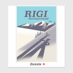 Pegatina Cartel de viaje de esquí Rigi Suiza