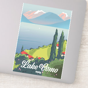 Pegatina Cartel de viaje de estilo vintage del Lago de Como