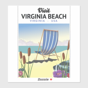 Pegatina Cartel de viaje de Virginia Beach Virginia EE. UU.