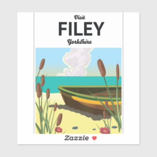 Pegatina Cartel de viaje marítimo de Filey, Yorkshire