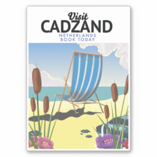Pegatina Cartel de viaje por la playa de Cadzand, Países Ba