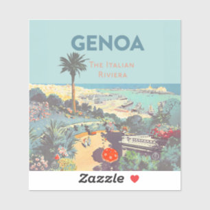 Pegatina Cartel de viaje vintage de Génova Riviera italiana