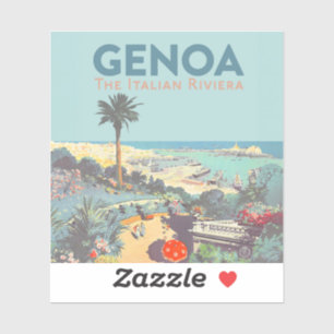 Pegatina Cartel de viaje vintage de Génova Riviera italiana