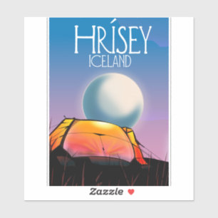 Pegatina Cartel vintage de camping de Hrísey Islandia