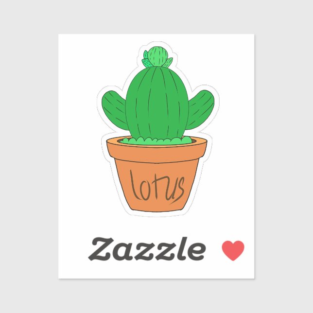 Pegatina Cartoon Cactus Custom-Cut Vinyl Sticker (Hoja)