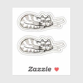 Pegatina Cartoon Funny Cat Doodle Custom-cut Vinyl Stickers