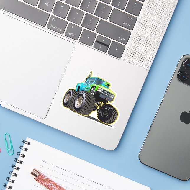 Pegatina Cartoon monster truck (Ordenado portátil con iPhone)