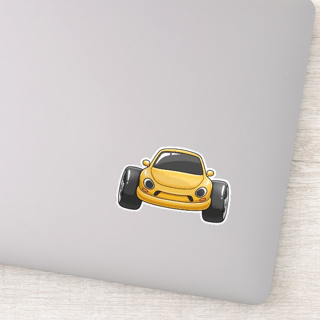 Pegatina Cartoon Yellow Toon Car (Detalle)