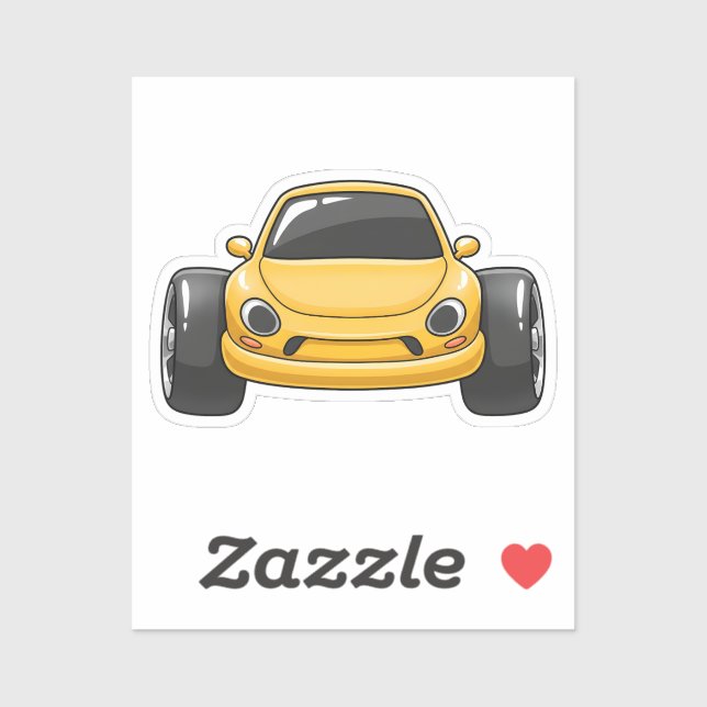 Pegatina Cartoon Yellow Toon Car (Hoja)