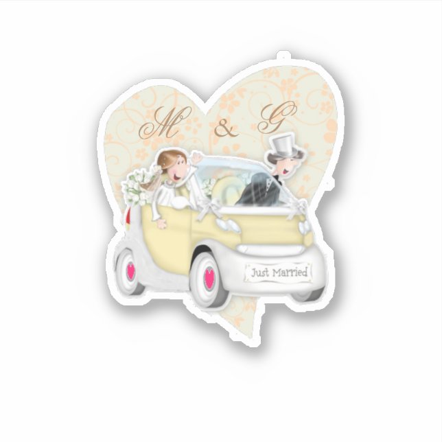 Pegatina Casado con sus letras de nombre (Anverso)