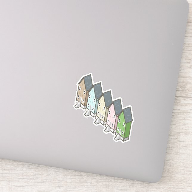 Pegatina Casas de pesca de la isla de Dauphin (Detalle)