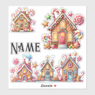 Pegatina Casas personalizadas de pan de jengibre para Navid