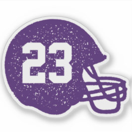 Pegatina Casco de fútbol número personalizado morado blanco