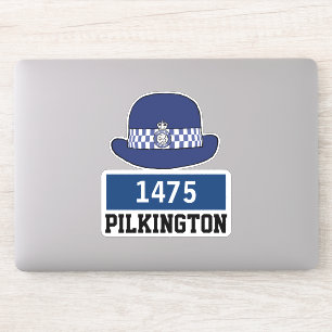 Pegatina Casco de policía de mujer con nombre y número