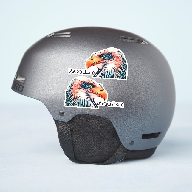 Pegatina Casco patriótico de cabeza de águila calva de la l (Lado del casco)