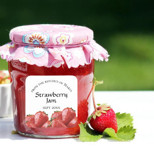Pegatina casero de la etiqueta Jelly Strawberry Ja