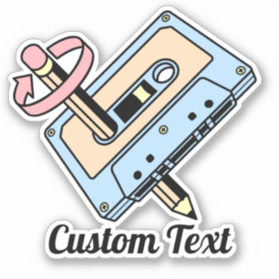 Pegatina Cassette de audio con lápiz