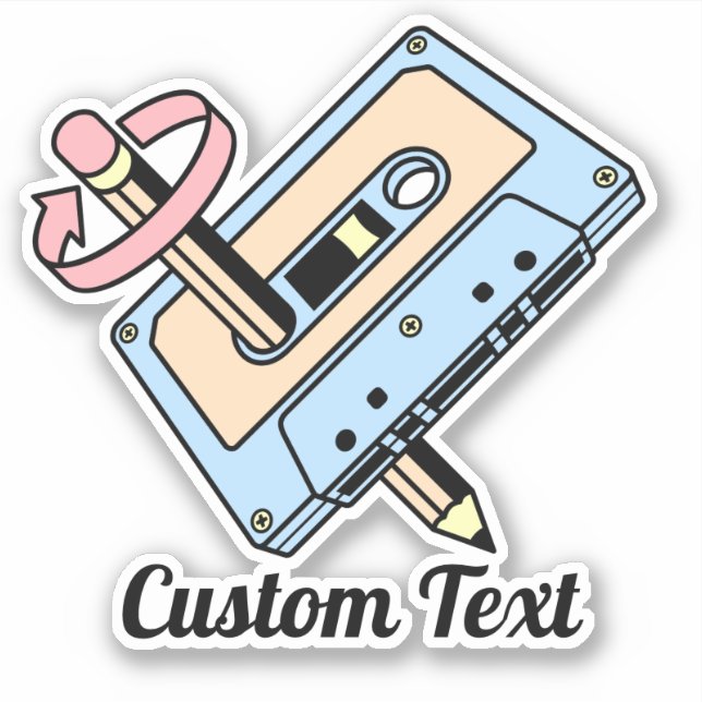 Pegatina Cassette de audio con lápiz (Anverso)