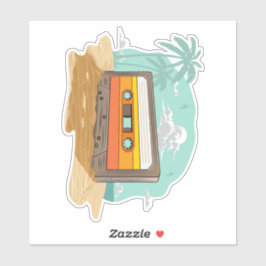 Pegatina Cassette Tape Retro 80 en el Beach Rewind