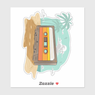 Pegatina Cassette Tape Retro 80 en el Beach Rewind