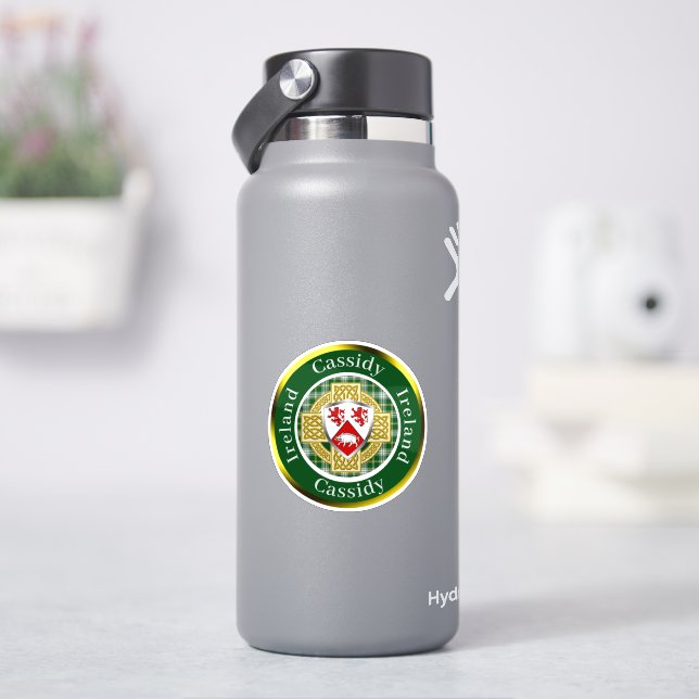 Pegatina Cassidy Irish Shield y Celtic Cross Personalizada (hidrofrasco)