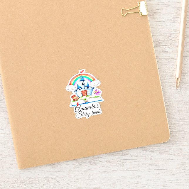 Pegatina castillo de fantasía personalizado para niños (Cuaderno)