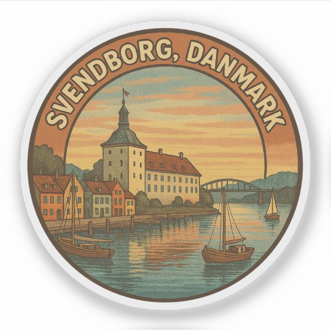 Pegatina Castillo de Svendborg Dinamarca (Anverso)