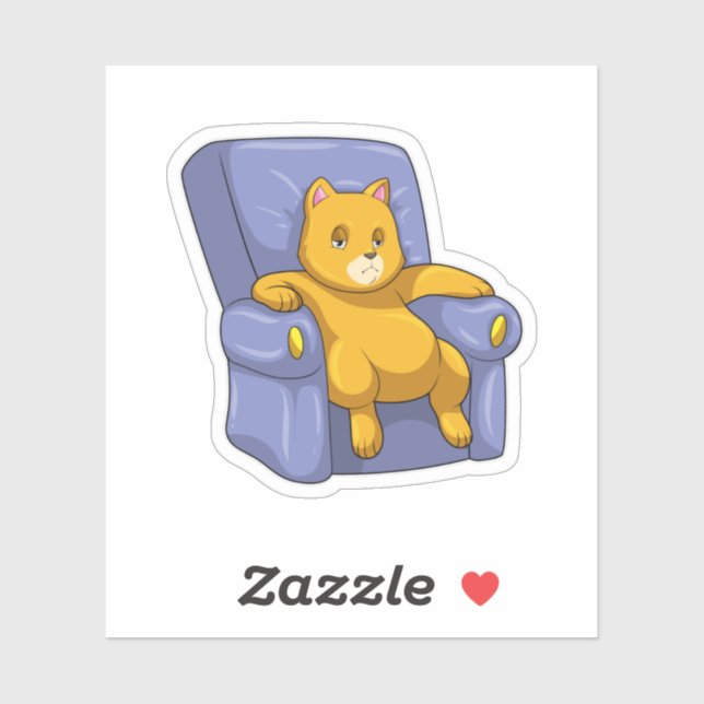 Pegatina Cat con Sofa (Hoja)