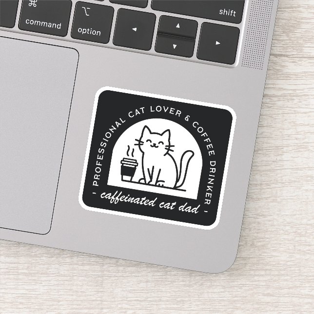 Pegatina Cat dad funny coffee lover (Detalle)