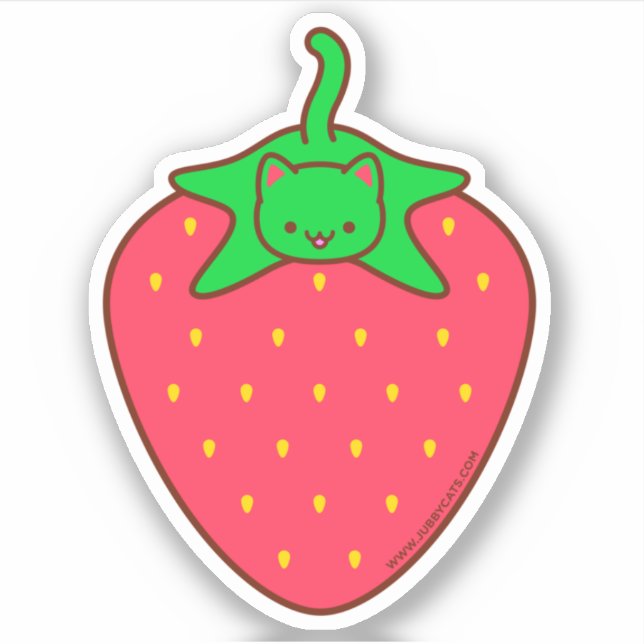 Pegatina CAT de Kawaii STRAWBERRY (Anverso)