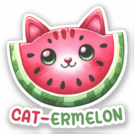 Pegatina Cat-ermelon Funny Cat Watermelon Pun