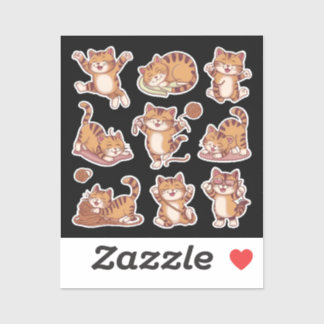 Pegatina cat fun   playful poses sleeping, stretching