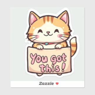 Pegatina Cat Holding a Sign