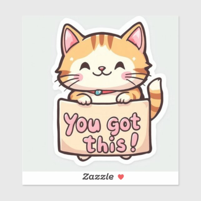 Pegatina Cat Holding a Sign (Hoja)