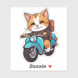 Pegatina cat on motorcycle