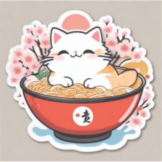 Pegatina Cat ramen