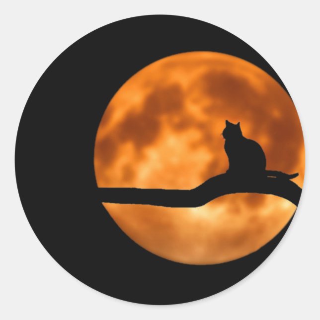 Pegatina Cat Silhouette Moonlight (Anverso)