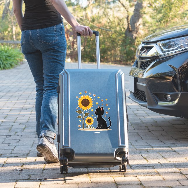 Pegatina Cat Sunflower Christmas Tree Sun Flower Cat Lover  (Maleta Insitu)