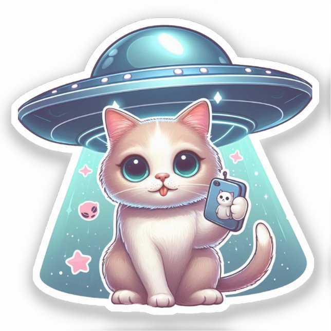 Pegatina Cat UFO Selfie: Return Sticker #3 (Anverso)