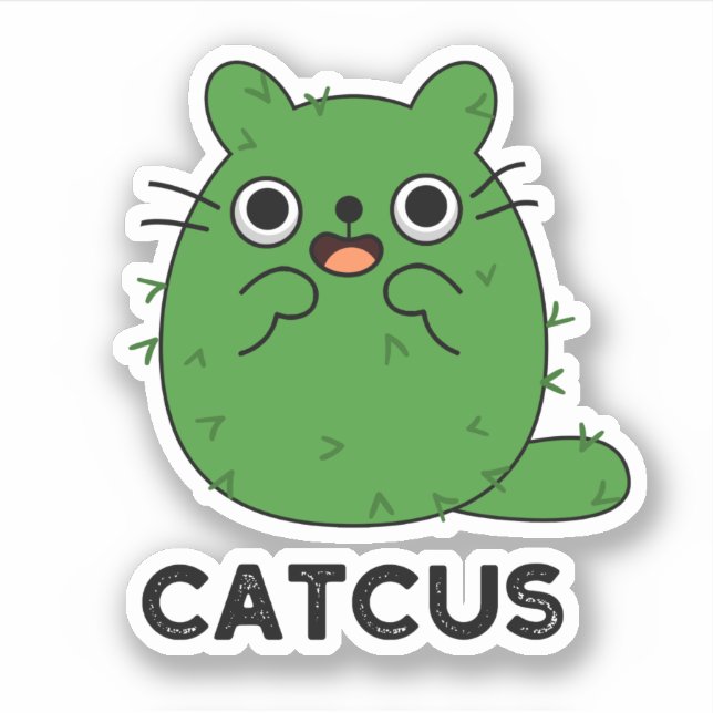 Pegatina Catcus Funny Cat Cactus Pun (Anverso)