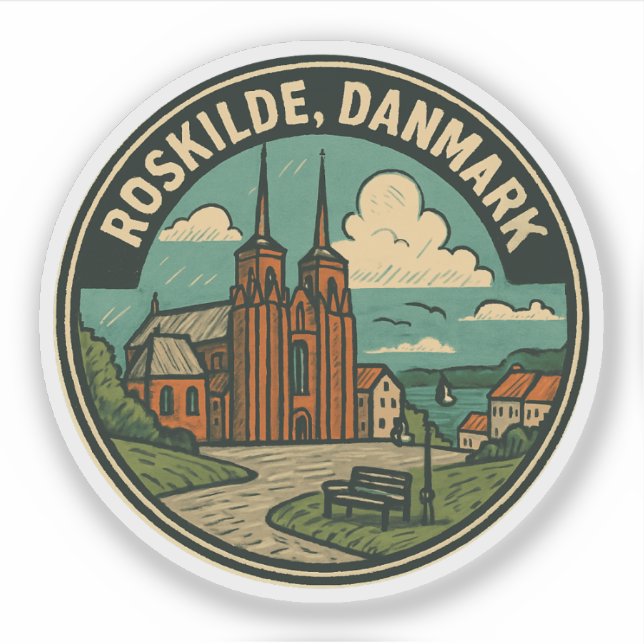 Pegatina Catedral de Roskilde Dinamarca (Anverso)