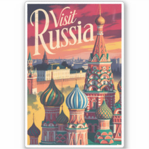 Pegatina Catedral de San Basilio Rusia Ilustración Viaje