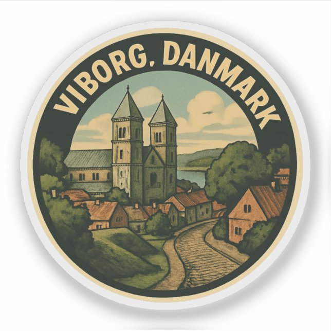Pegatina Catedral de Viborg Dinamarca (Anverso)