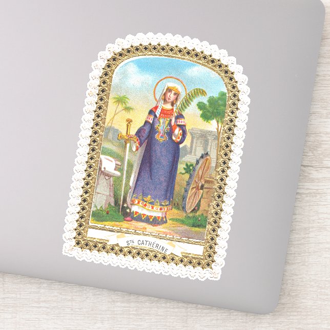 Pegatina Caterina de Alejandría con vestimenta egipcia (Detalle)