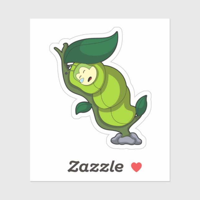 Pegatina Caterpillar at Sleeping with Leaf (Hoja)