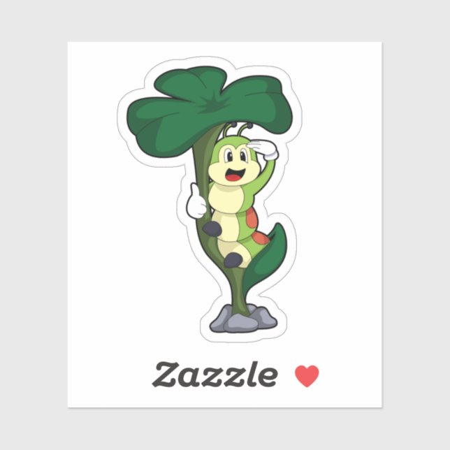 Pegatina Caterpillar con hoja (Hoja)