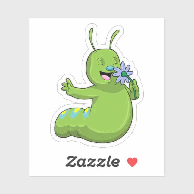 Pegatina Caterpillar con margarita de flores (Hoja)