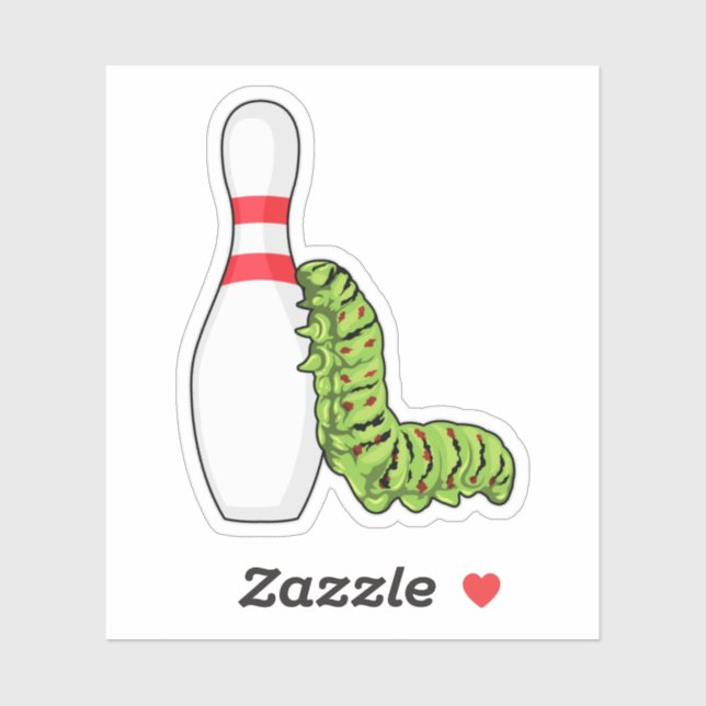 Pegatina Caterpillar en el Bowling con pasador Bowling (Hoja)