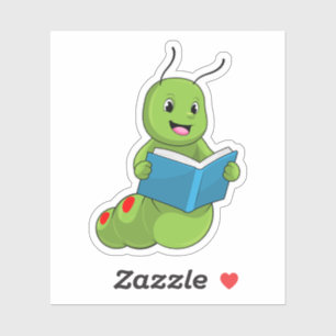 Pegatina Caterpillar en lectura con libro